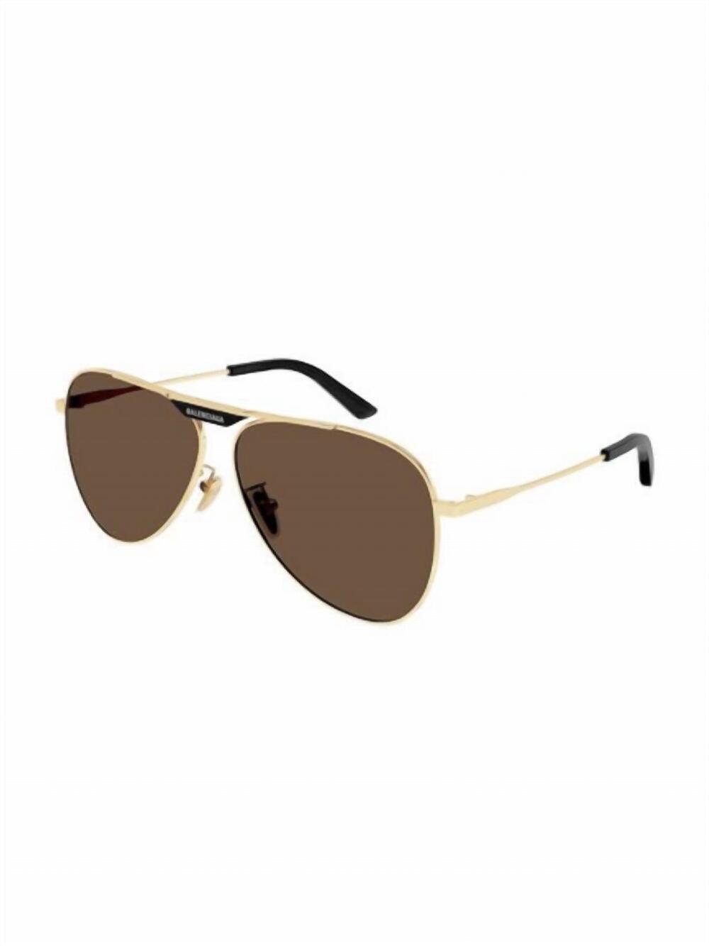 NEW BALENCIAGA unisex - bb0224s-003 62 metal sunglasses in gold